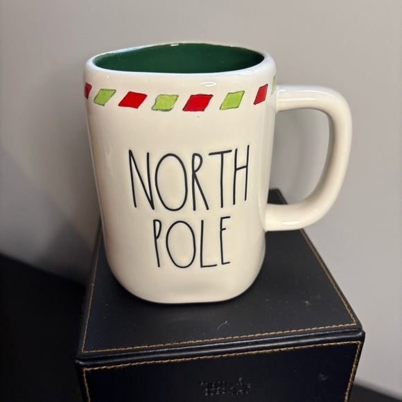 Rae Dunn Artisan Collection by Magenta North Pole Ceramic Mug - White and Green - Picture 1 of 6